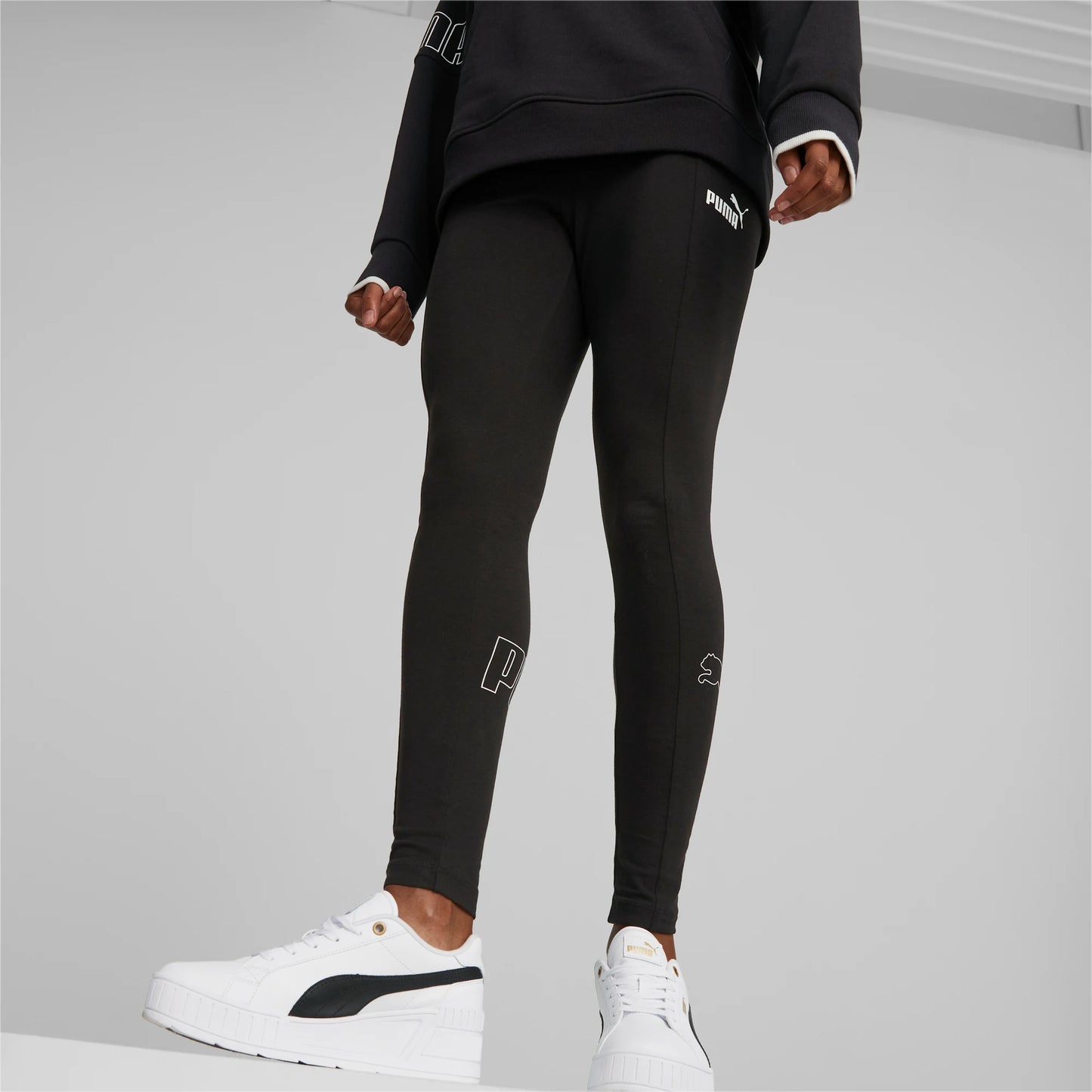 Puma Black & White Color-Block Sports Leggings