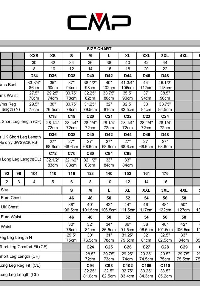 Piccolo Cmp Ranges Chart CMP – Sport & Chic