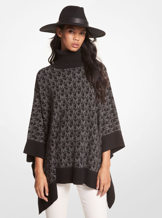 Michael Kors-F-Poncho in rolled-collar in jacquard with logo